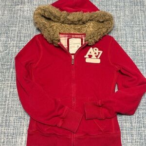 Y2K Aeropostale Vintage Fur Hood Zip Up